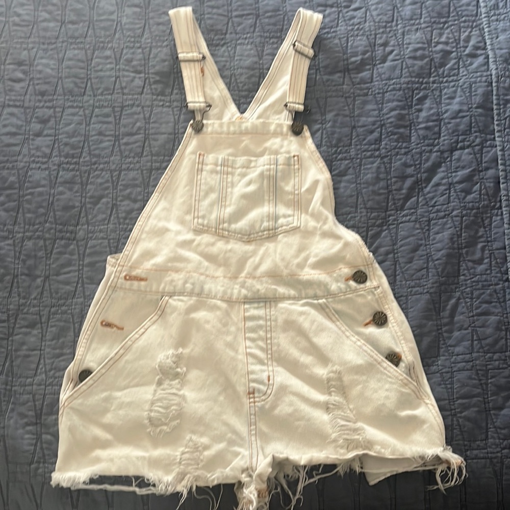 Mumu Blu White Georgia Denim Overalls, women’s Small
